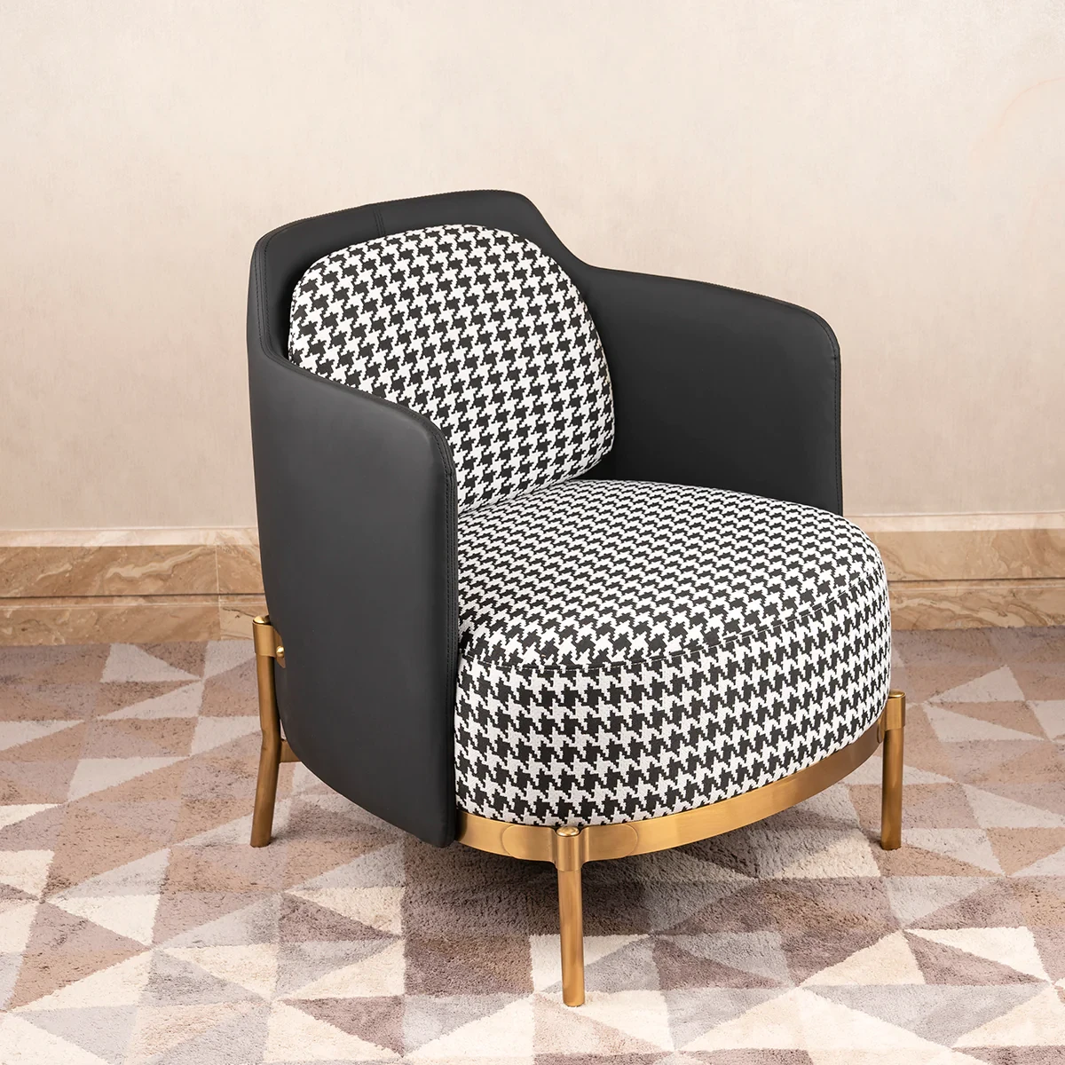 The Scottish Plaid Accent Lounge Chair (Stainless Steel) - Black