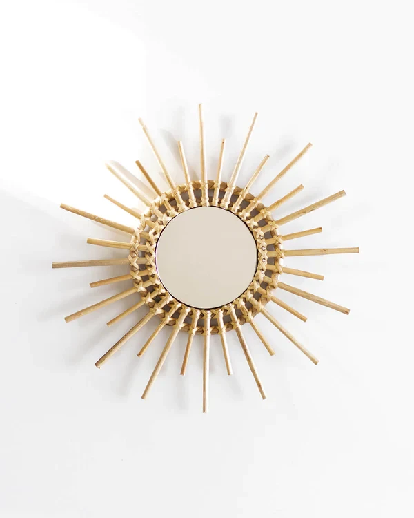Sunshine Round Cane Mirror